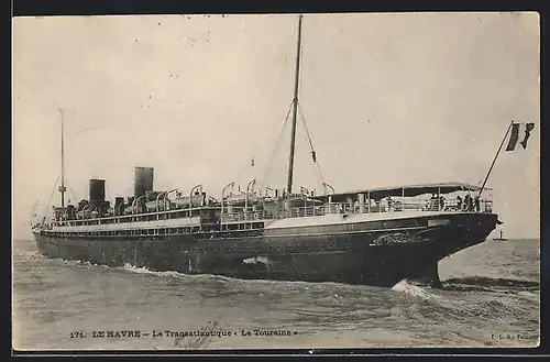 AK Le Havre, Passagierschiff La Touraine auf hoher See