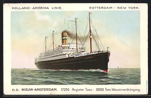 AK Passagierschiff DD Nieuw-Amsterdam, Holland-America Line