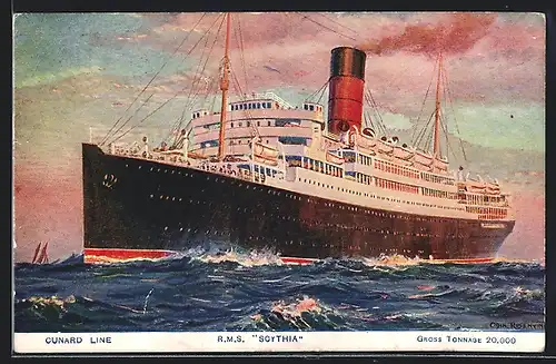 Künstler-AK Britisches Passagierschiff RMS Scythia der Cunard Line