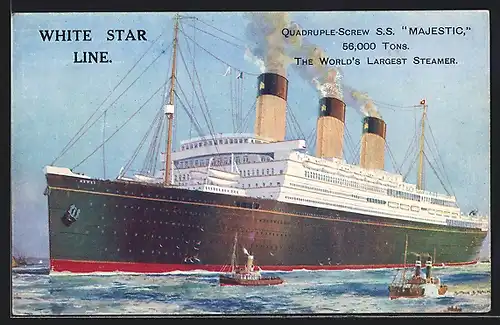 Künstler-AK Passagierschiff RMS Majestic der White Star Line