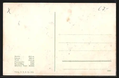 AK Passagierschiff Imperator, Hamburg-Amerika-Linie