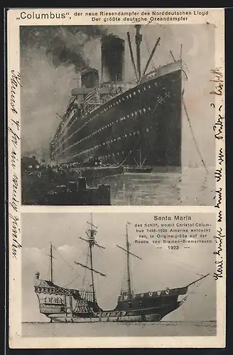 AK Riesendampfer Columbus des Norddeutschen Lloyd, Santa Maria