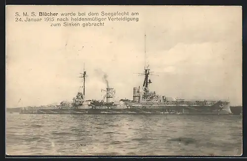 AK Kriegsschiff SMS Blücher, gesunken am 24.01.1915