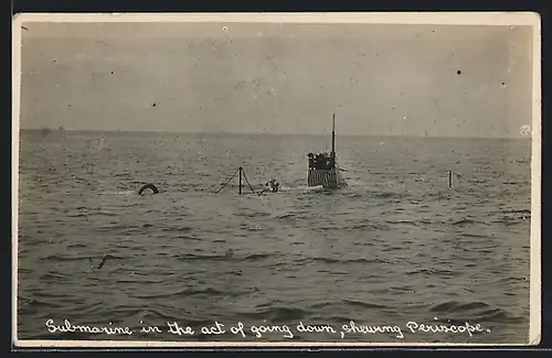 AK Submarine in the act of going down, showing Periscope
