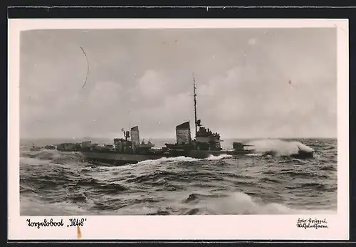 AK Torpedoboot Iltis in schwerer See