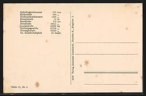 AK 1 E-Heissdampf-Dreizylinder-Güterzuglokomotive d. Preussischen Staatsbahn