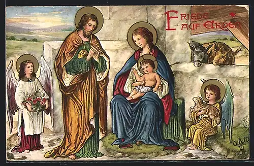 AK Joseph und Maria mit dem Jesuskind, Religion