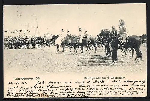 AK Soldaten zu Pferde auf der Kaiserparade, Kaisermanöver 1904