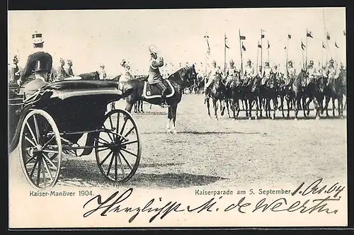 AK Soldaten zu Pferde auf der Kaiserparade, Kaisermanöver 1904
