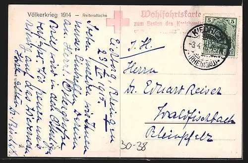 Künstler-AK Reiterattacke deutscher Soldaten