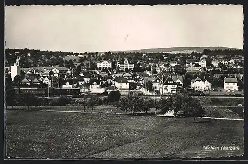 AK Wohlen, Teilansicht mit Feldern aus der Vogelschau