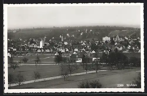 AK Wohlen, Ortsansicht mit Landstrassen aus der Vogelschau