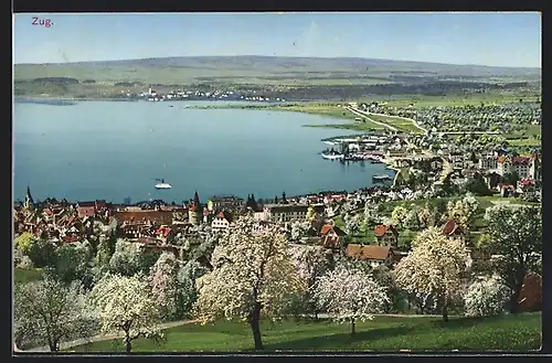 AK Zug, Ortsansicht mit See aus der Vogelschau