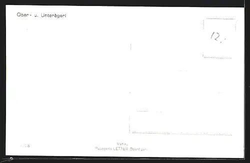 AK Unterägeri, Unter- und Oberägeri aus der Vogelschau