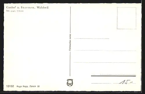 AK Walchwil /Zugersee, Ortsansicht mit Seeblick und Gasthof z. Sternen aus der Vogelschau