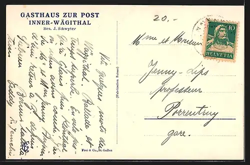 AK Inner-Wägithal, Ortsansicht mit Kirche und See