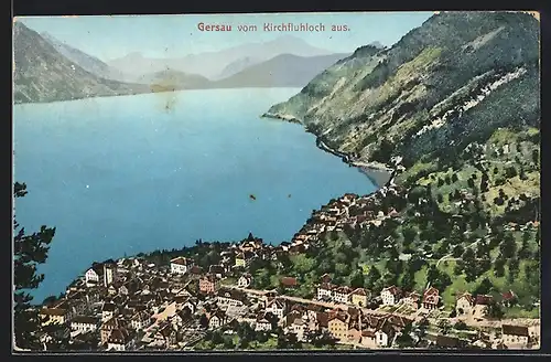 AK Gersau, Ortsansicht vom Kirchfluhloch aus