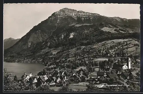 AK Immensee, Gesamtansicht mit Rigi aus der Vogelschau