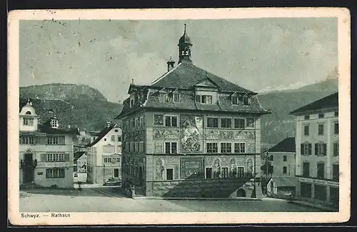 AK Schwyz, Rathaus mit Umgebung