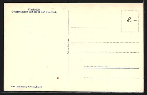 AK Einsiedeln, Gesamtansicht mit Glärnisch aus der Vogelschau