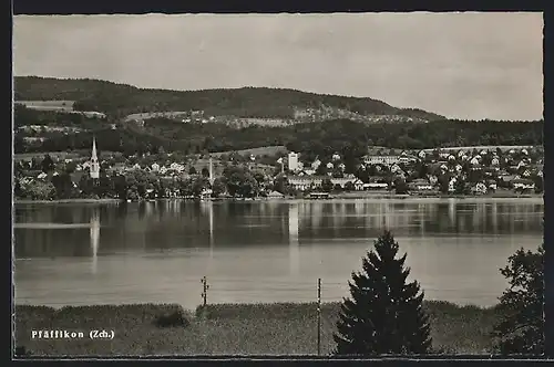 AK Pfäffikon, Ortsansicht vom Wasser aus