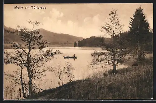 AK Hausen am Albis, Türlersee mit Ruderboot