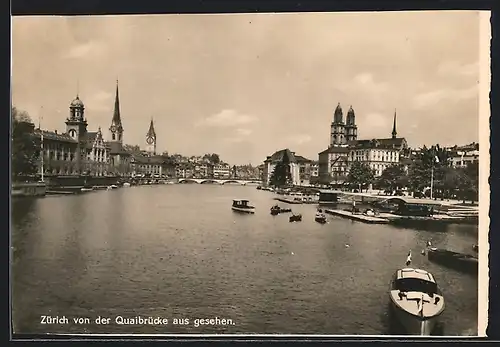 AK Zürich, Hafenansicht von der Qualbrücke aus gesehen