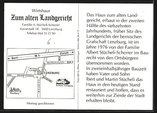 AK Lenzburg, Gasthaus zum alten Landgericht, Aavorstadt 18