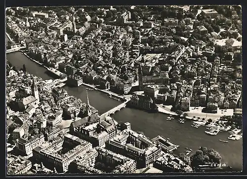 AK Zürich, Ortsansicht vom Flugzeug aus