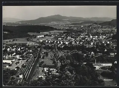 AK Neuenhof, Ortsansicht mit Eisenbahngleisen