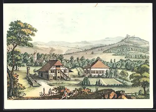 Künstler-AK Birr, Neuhof am Tag