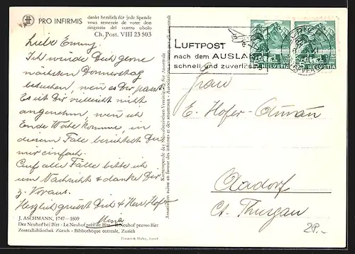 Künstler-AK Birr, Neuhof am Tag