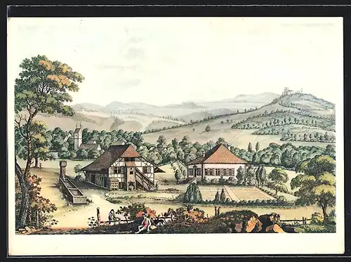 Künstler-AK Birr, Blick auf den Neuhof