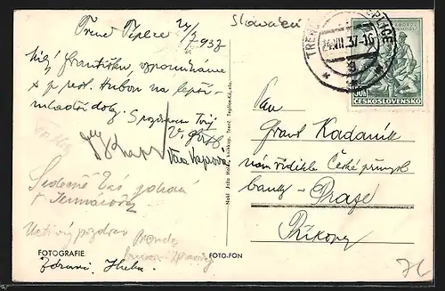 AK Trenc. Teplice, Teilansicht und Baum