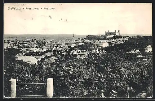 AK Pressburg, Teilansicht mit Festung