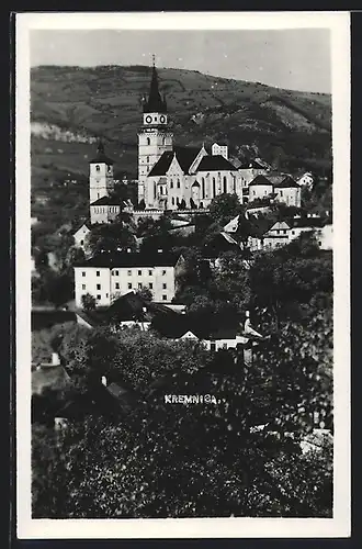 AK Kremnica, Ortsansicht mit Burg aus der Vogelschau