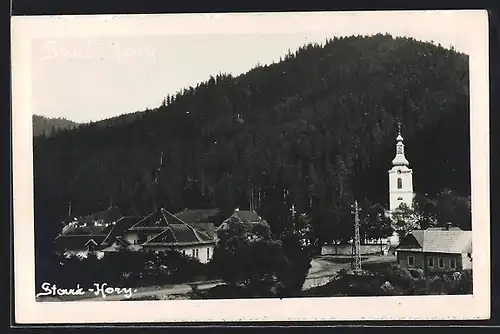 AK Stare-Hory, Ortsansicht mit Kirche