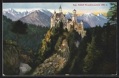 AK Königliches Schloss Neuschwanstein mit Bergen