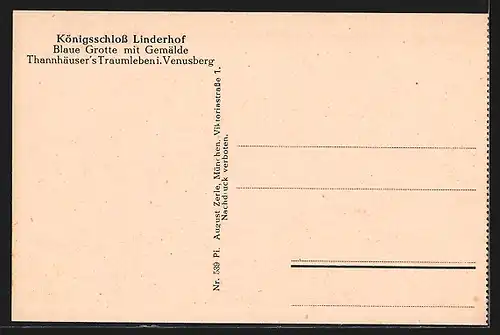 AK Königsschloss Linderhof, Blaue Grotte mit Gemälde Thannhäuser`s Traumleben i. Venusberg