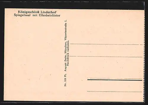 AK Königsschloss Linderhof, Spiegelsaal mit lüster, Innenansicht