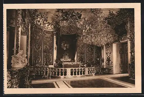 AK Königsschloss Linderhof, Schlafzimmer, Innenansicht