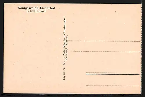 AK Königsschloss Linderhof, Schlafzimmer, Innenansicht