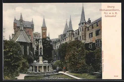 AK Hohenzollern, Blick auf Schlosshof der Burg