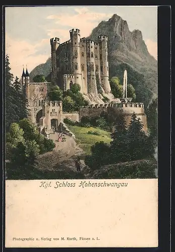 Künstler-AK Hohenschwangau, das Schloss