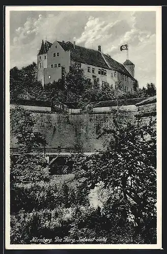 AK Nürnberg, Die Burg mit , Südwest-Seite