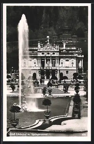 AK Schloss Linderhof mit Springbrunnen