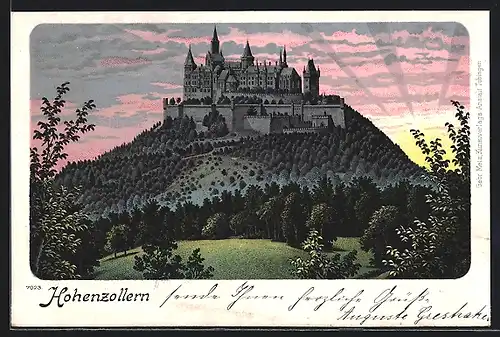 Lithographie Hechingen, Ansicht der Hohenzollernburg