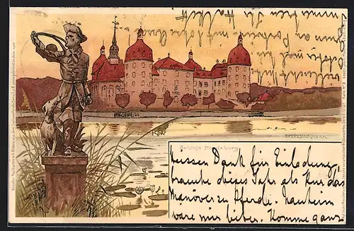 Künstler-AK Meissner & Buch (M&B) Nr. 2: Moritzburg, Abendstimmung am Jagdschloss