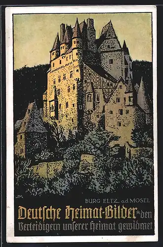 Künstler-AK Burg Eltz, Gesamtansicht