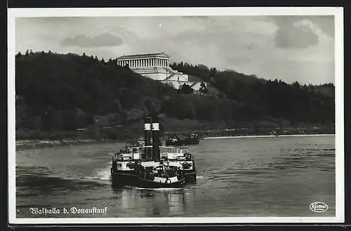 AK Donaustauf, Walhalla mit Dampfboot